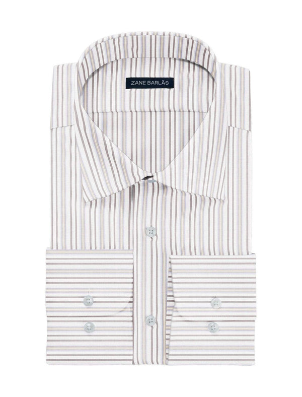 WHITE-ON-BROWN STRIPE SHIRT