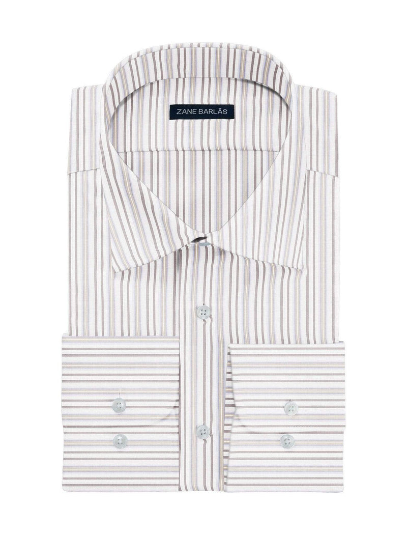 WHITE-ON-BROWN STRIPE SHIRT