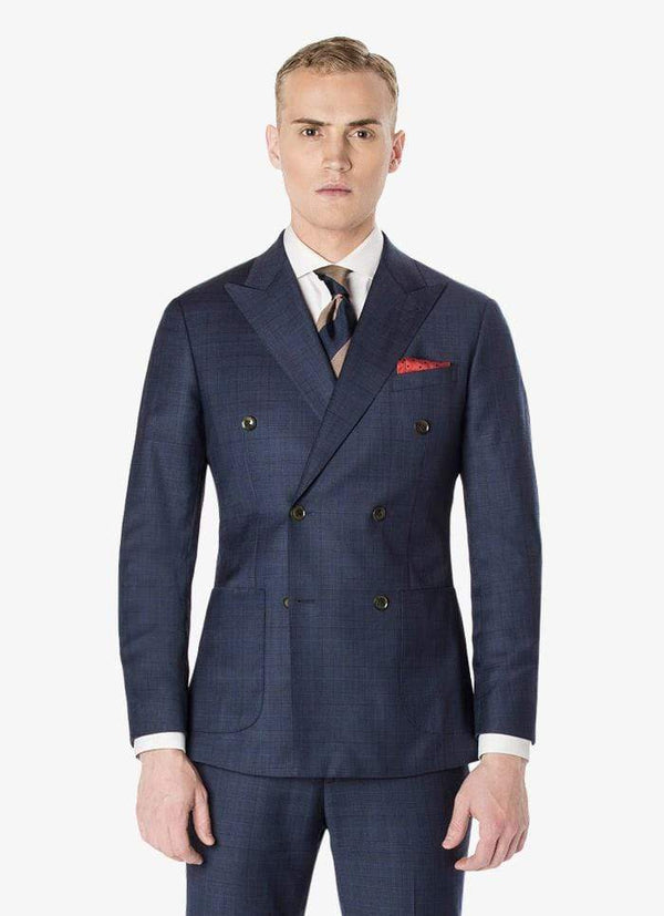 Navy Windowpane Double Breasted Suit