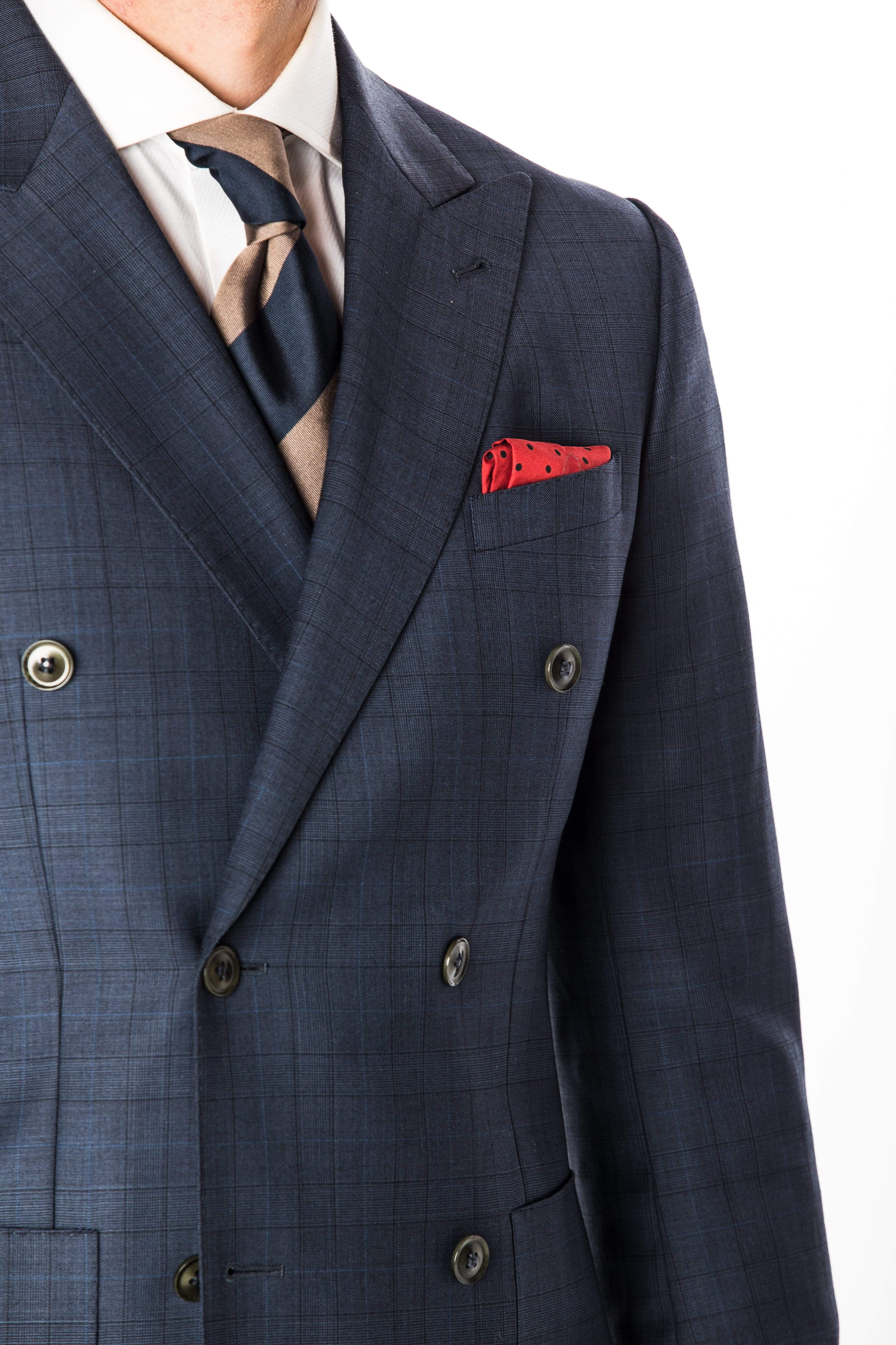 Navy Windowpane Double Breasted Suit