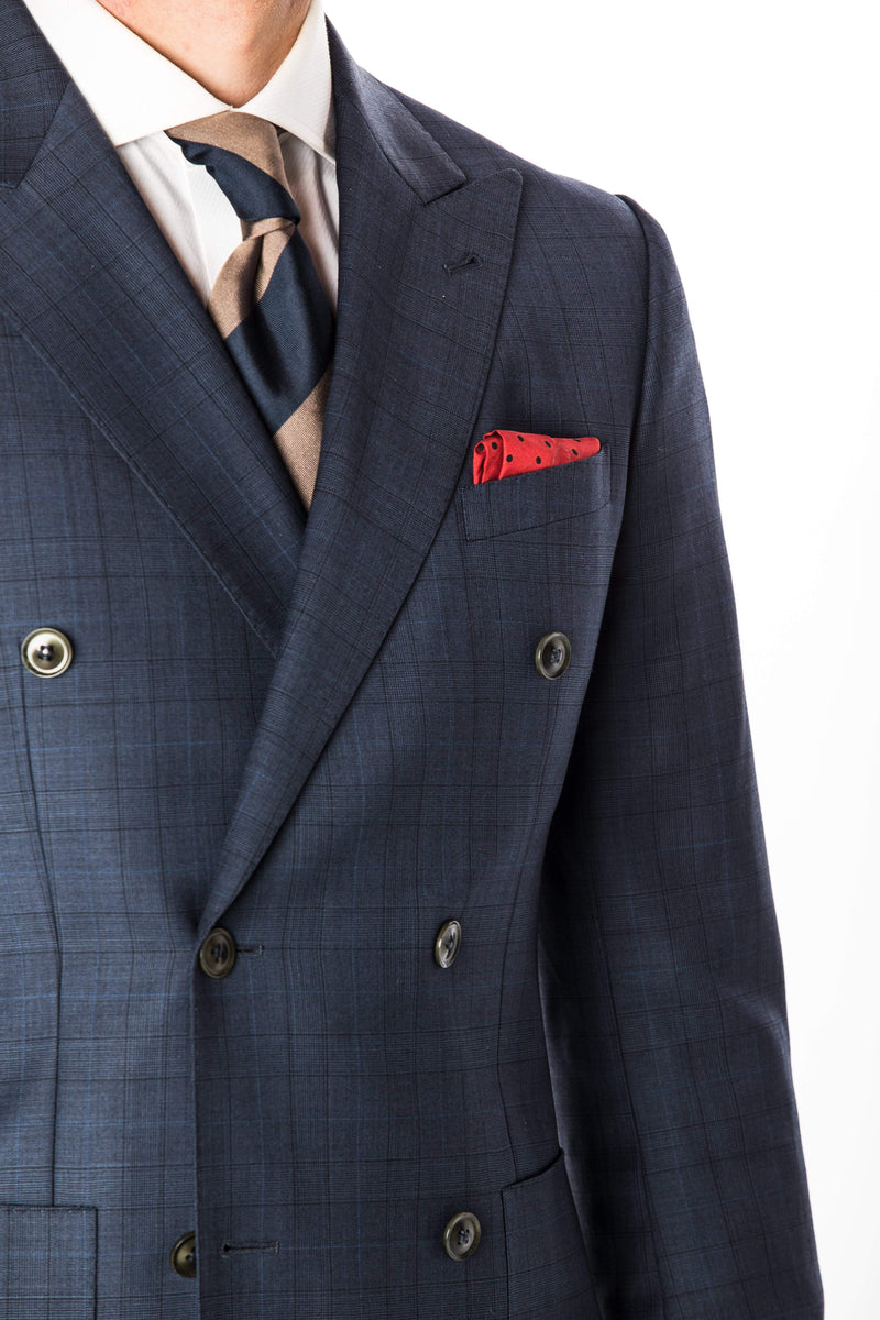 Navy Windowpane Double Breasted Suit