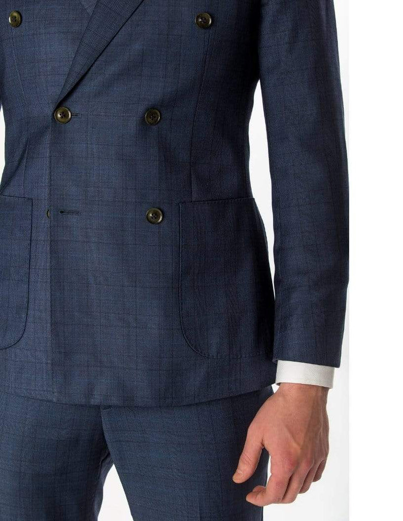 Navy Windowpane Double Breasted Suit