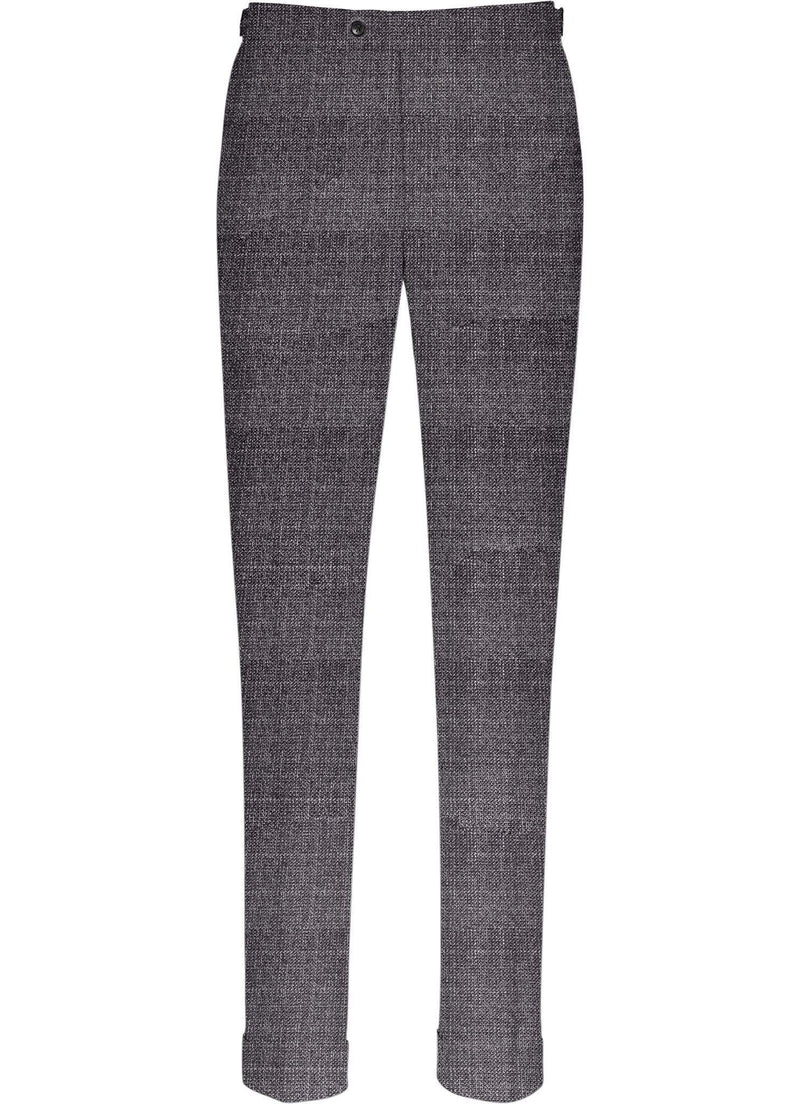 Washed Grey Textured Check Trousers