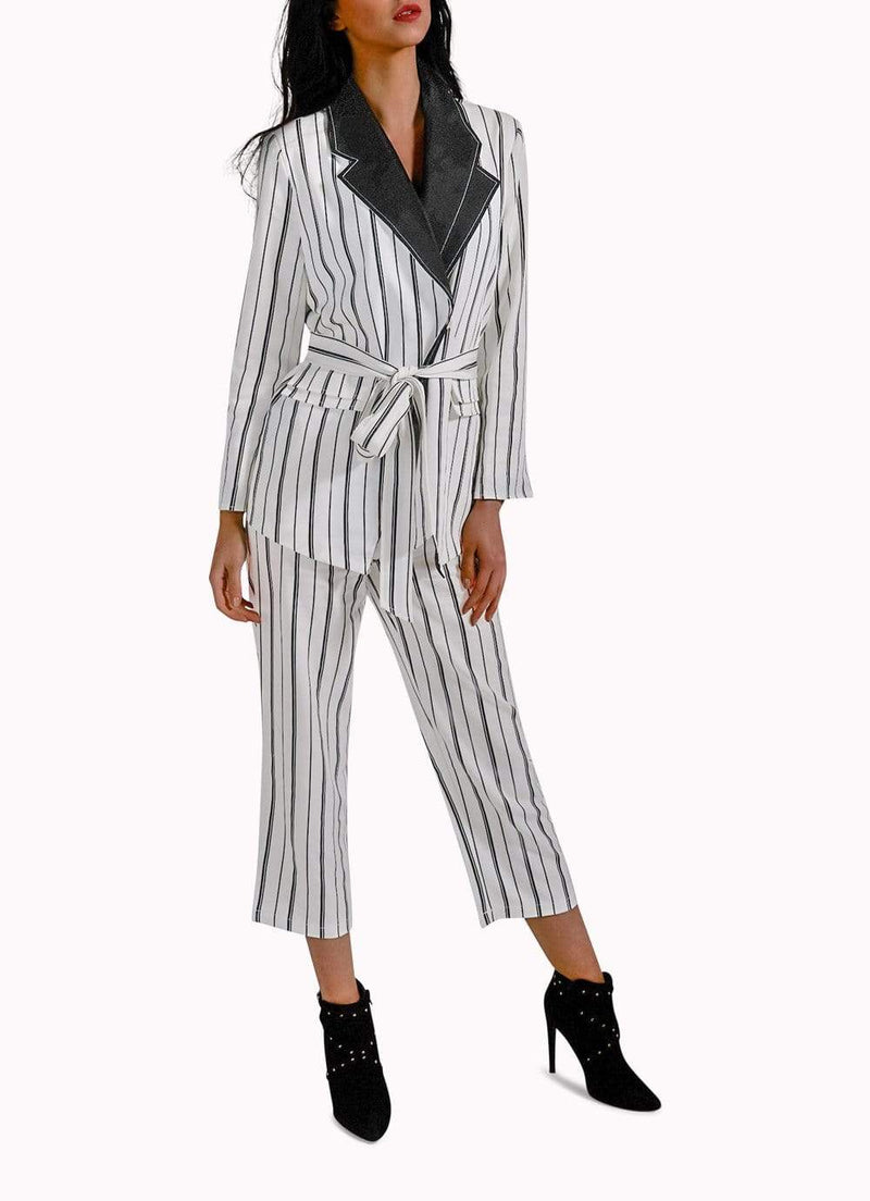 Black and White Stripes Suit