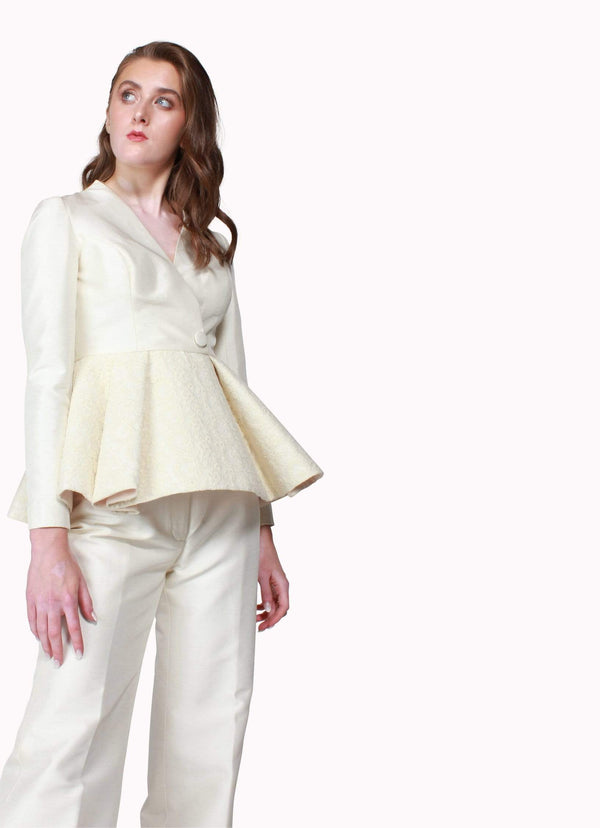White Peplum Suit