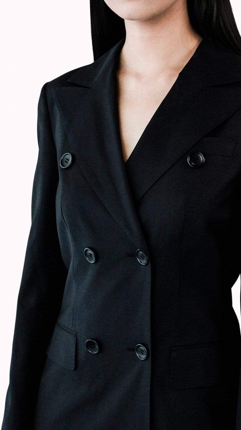 Black Silk Tuxedo Dress